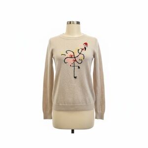 J.Crew Holiday Flamingo Beige Sweater XXS